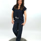 Hose weit dunkelblau glitzer, Gr. 36-44