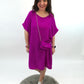 Kleid mit Tasche fuchsia, Gr. 38-44