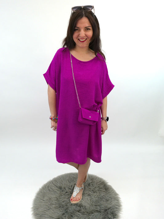 Kleid mit Tasche fuchsia, Gr. 38-44