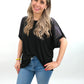 Shirt schwarz Glitzer Schulter, Gr. 38-44