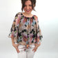 Bluse Blumen schwarz , Gr. 36-40