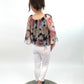 Bluse Blumen schwarz , Gr. 36-40