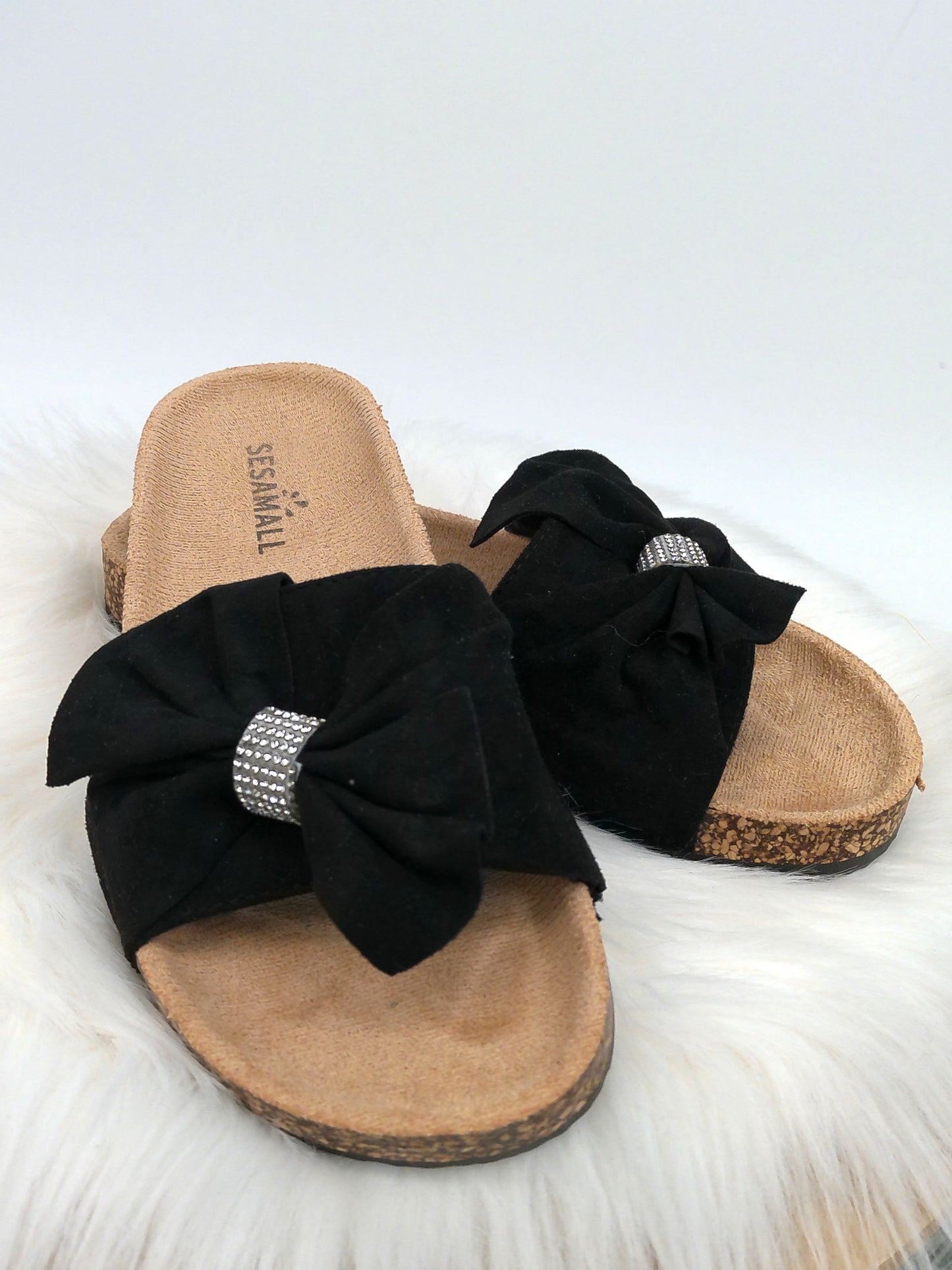 Pantolette mit Schleife schwarz , Gr. 36-41