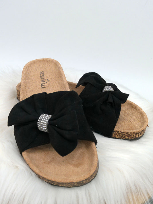 Pantolette mit Schleife schwarz , Gr. 36-41