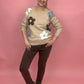 Pullover Blumen beige, Gr. 36-42