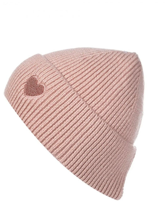 Kuschelige Beanie mit Herz-Detail rosa