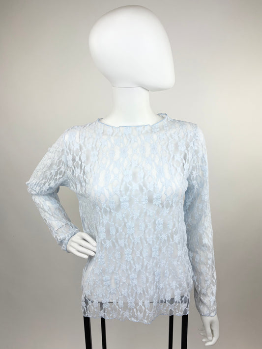 Zartes Spitzenoberteil hellblau, Gr. 36-42