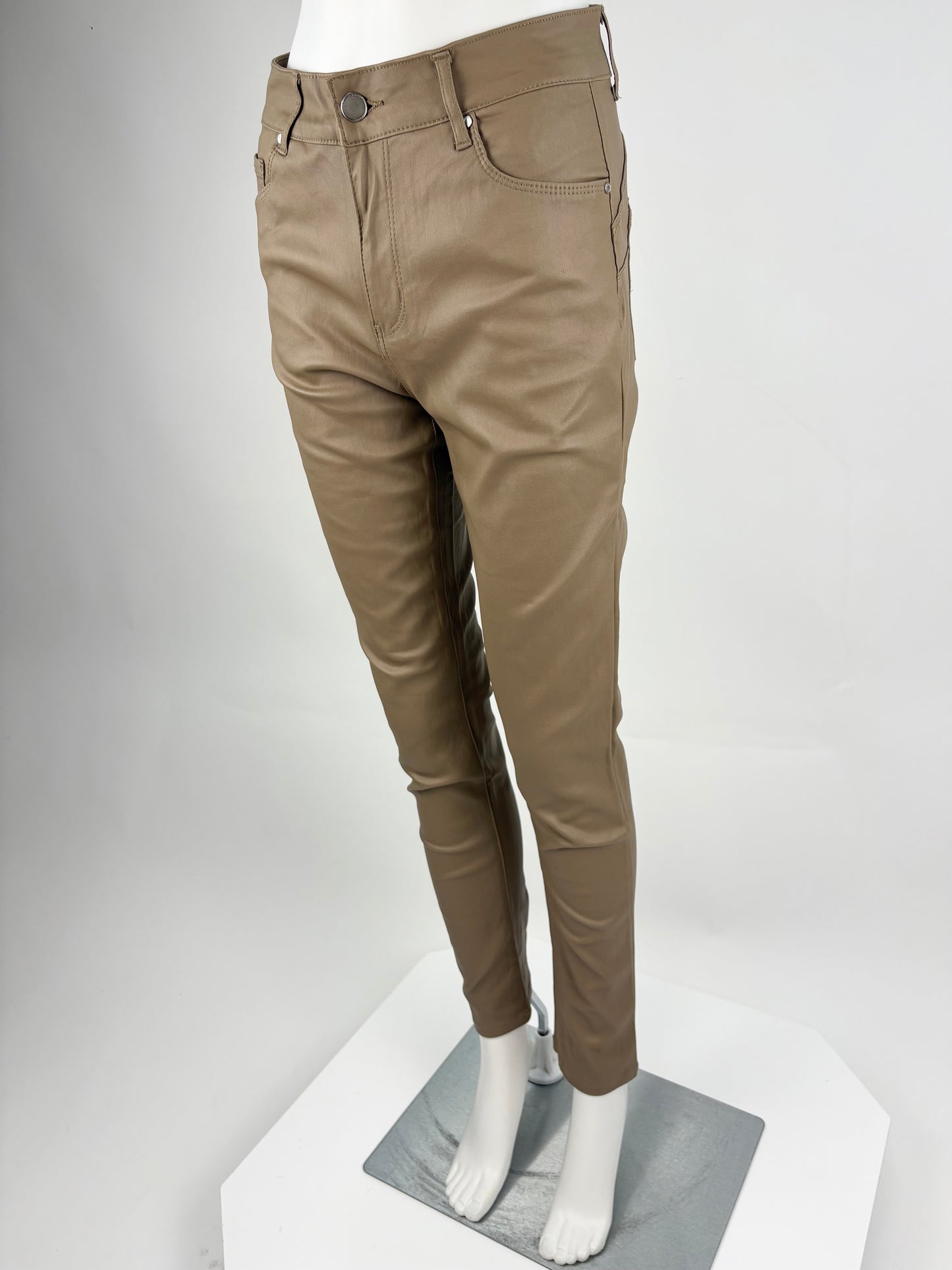 Hose Lederoptik beige, Gr. 36-44