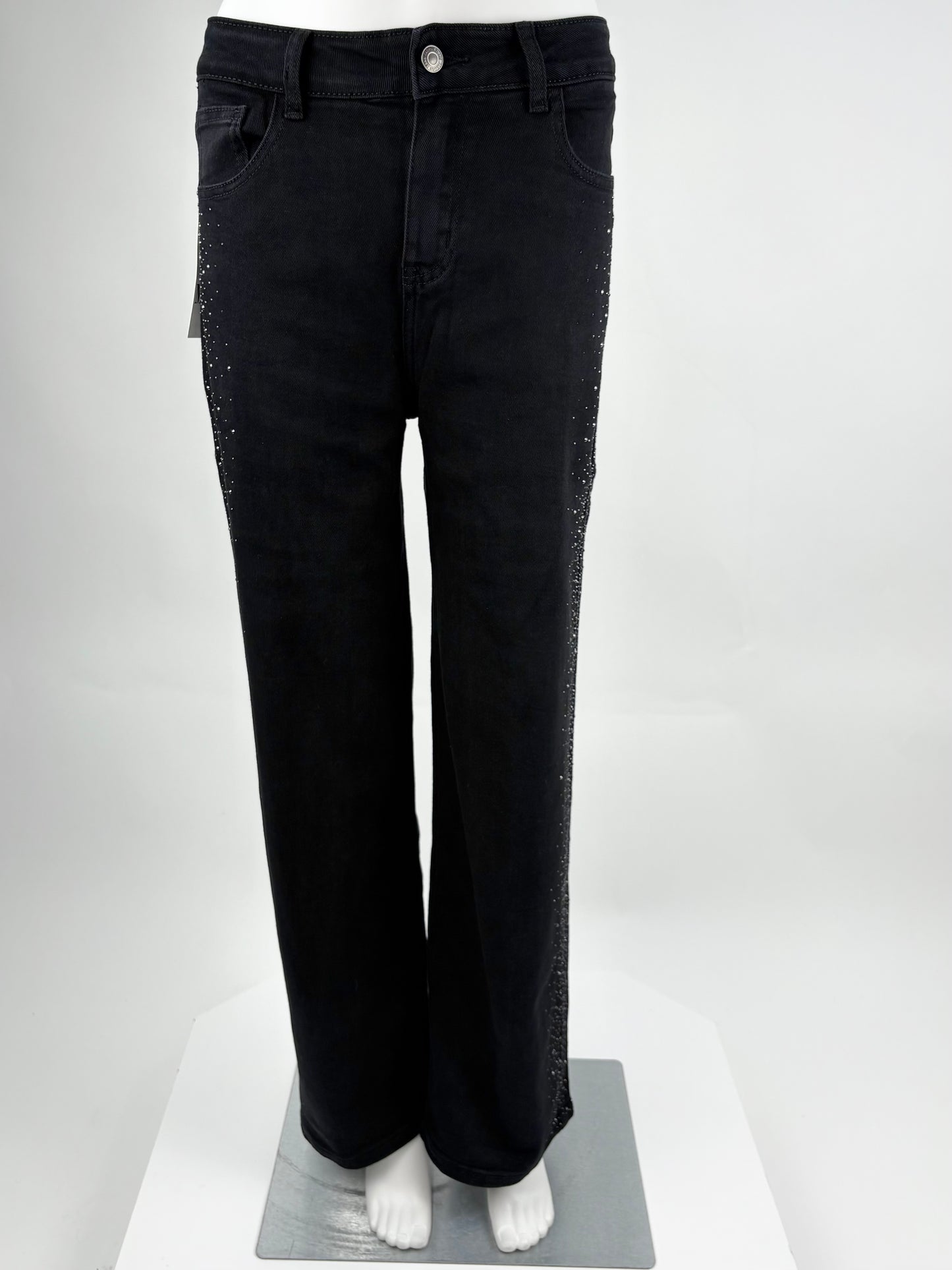 Straight Leg Jeans Glitzer schwarz, Gr. 38-48