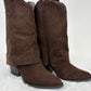 Cowboy-Boot Wildlederoptik dunkelbraun Gr. 36-41