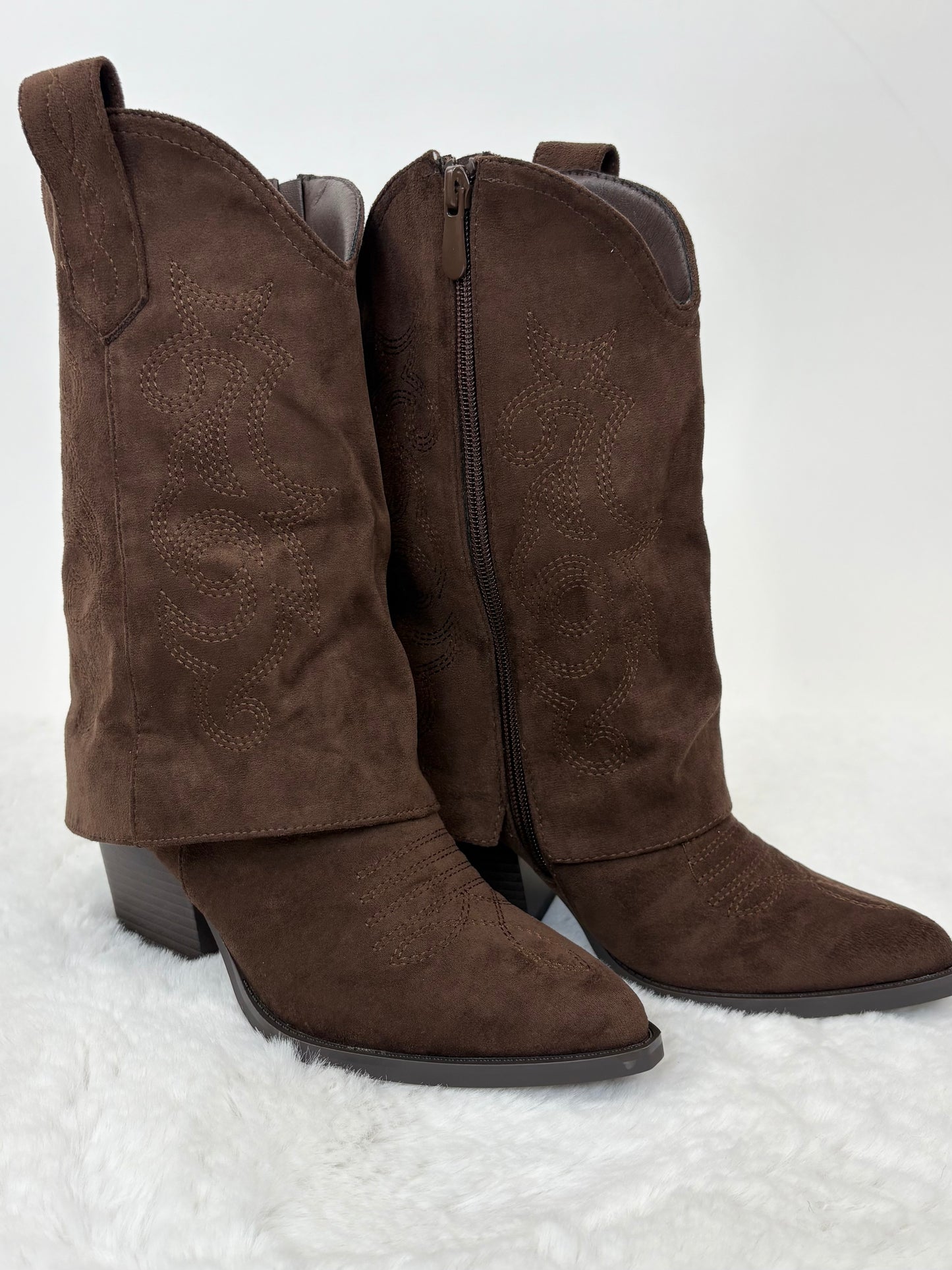 Cowboy-Boot Wildlederoptik dunkelbraun Gr. 36-41