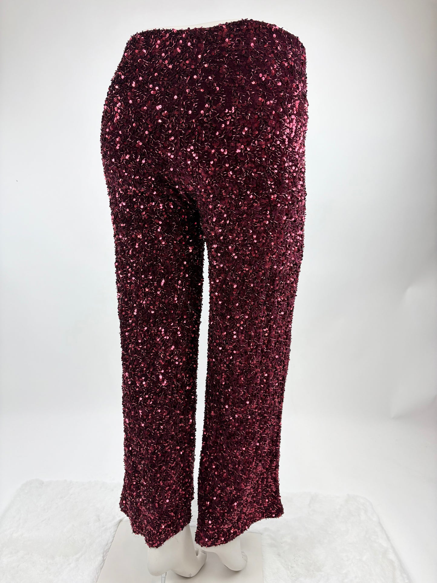 Samthose Pailletten bordeaux, Gr. 34/36 - 42/44