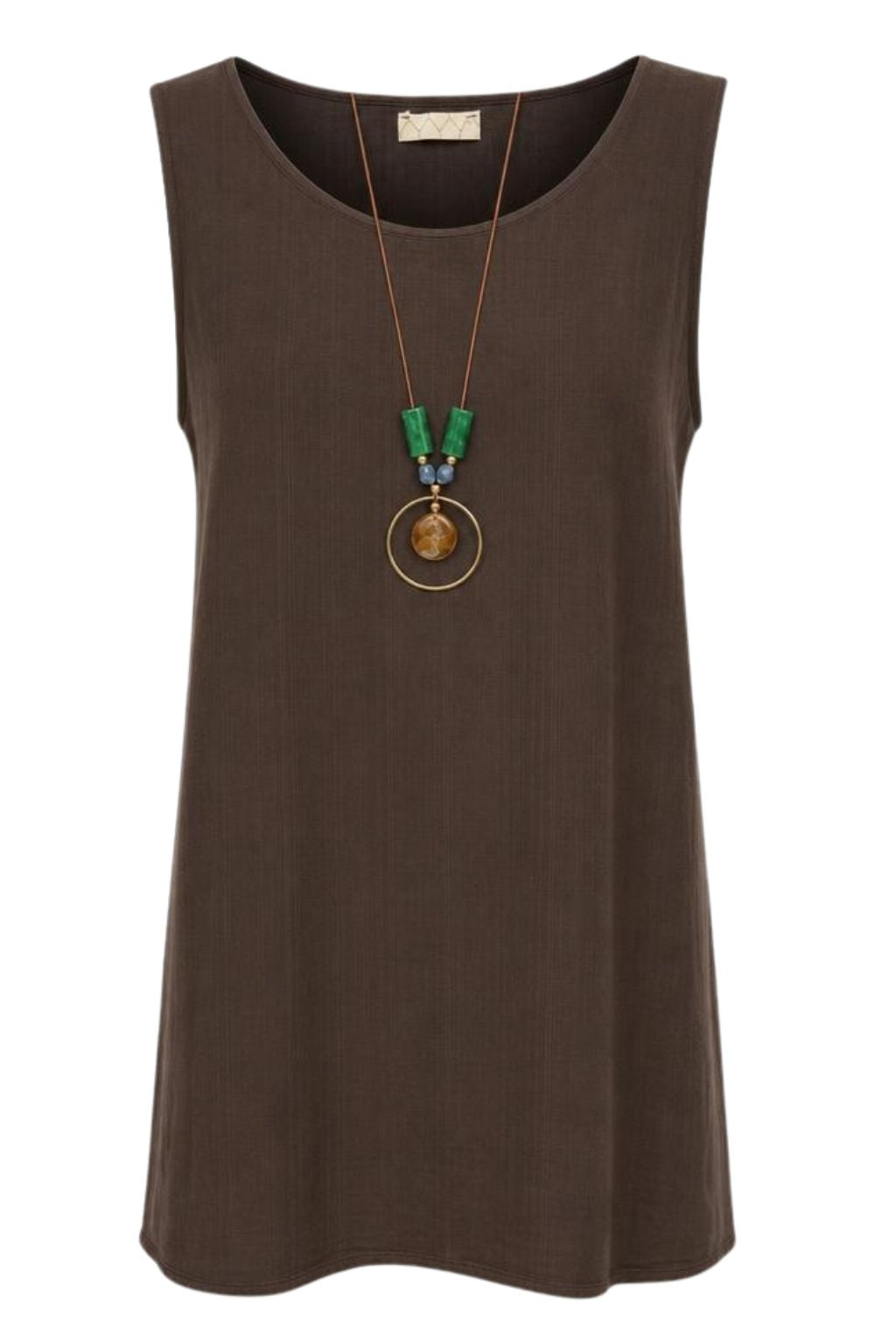 Basic Sommerkleid mit Kette dunkelbraun, Gr. 36-42