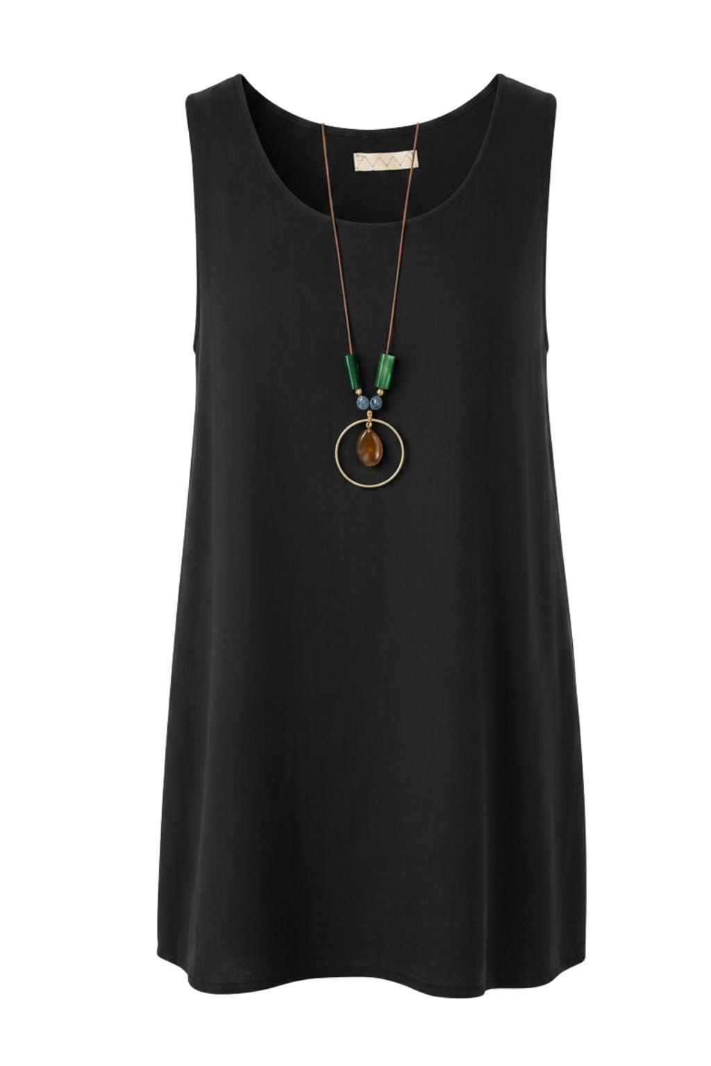 Basic Sommerkleid mit Kette schwarz, Gr. 36-42