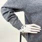 Pullover mit Polka-Dot Blusenkragen grau, Gr. 36-42