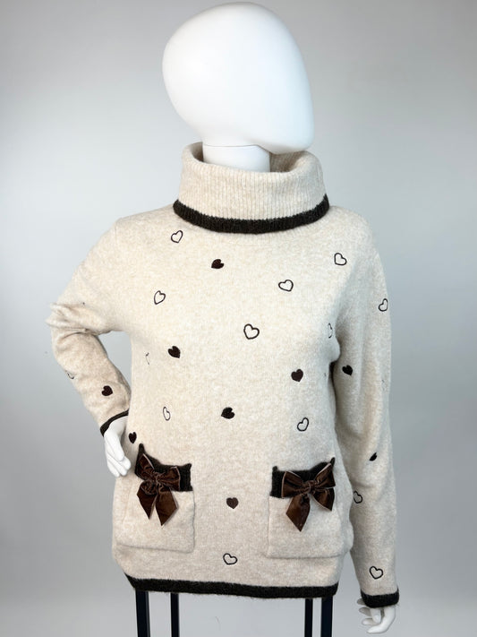 Pullover Herzchen beige, Gr. 34-40