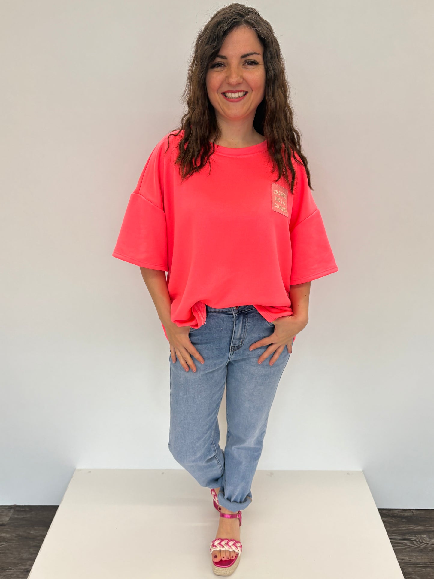 Shirt "Crème de la Crème" neonpink, Gr. 38-44
