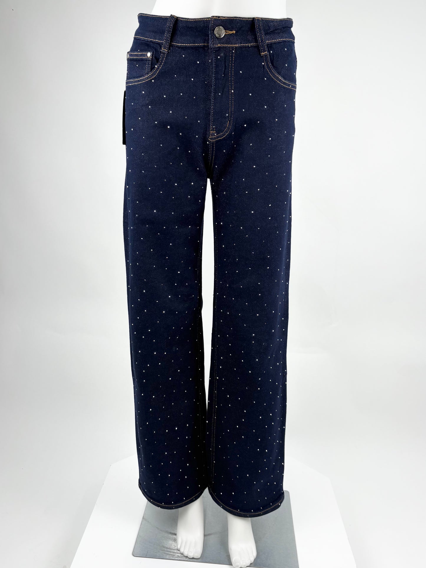 Straight Leg Jeans Glitzer blau, Gr. 36-46