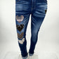 Jeans mit funkelnden Herz-Applikationen braun Gr. 36-42 (Vorbestellung: Versand ab 04.12.25)