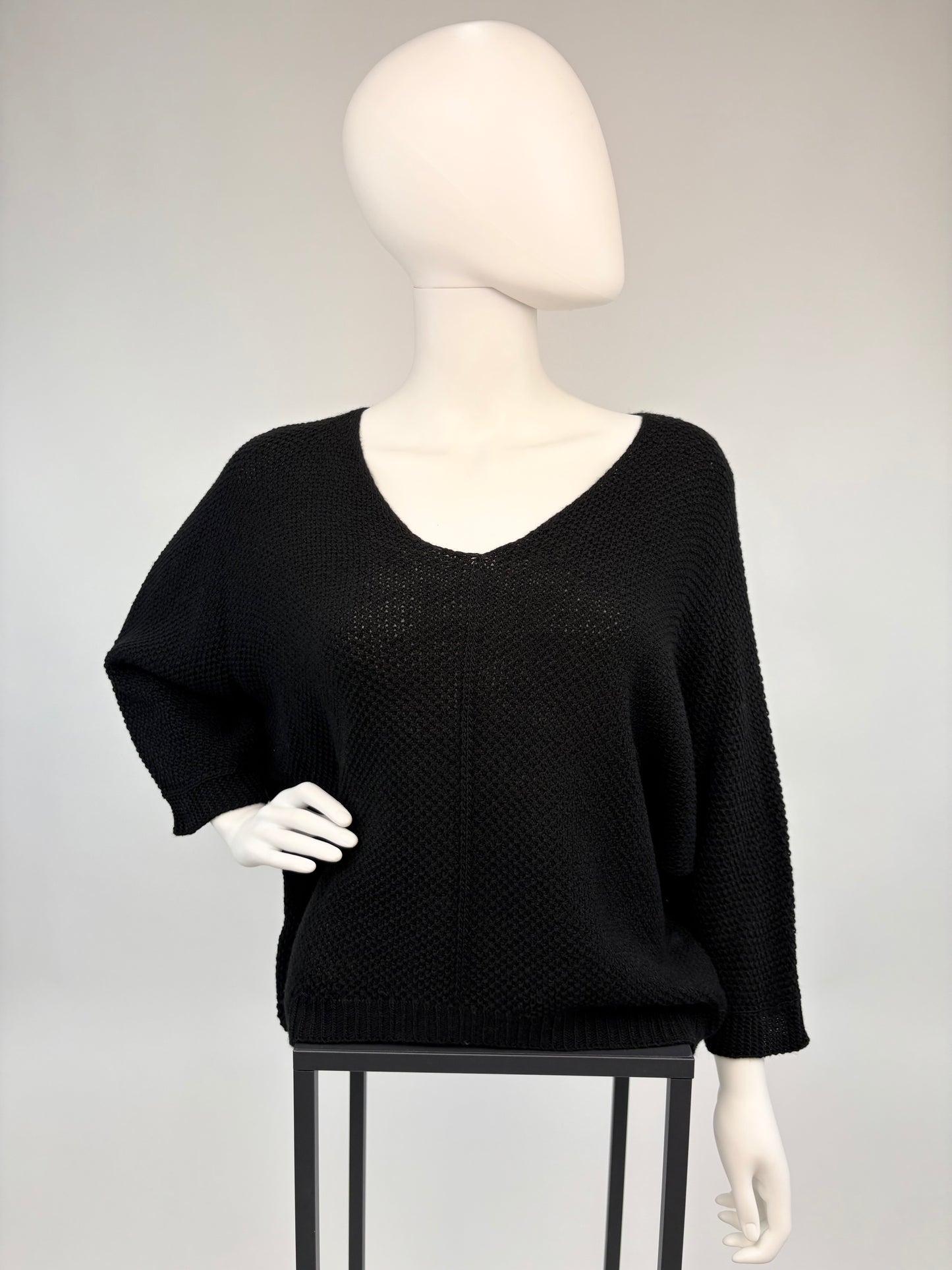 Strickpullover schwarz, Gr. 36-42 kurz