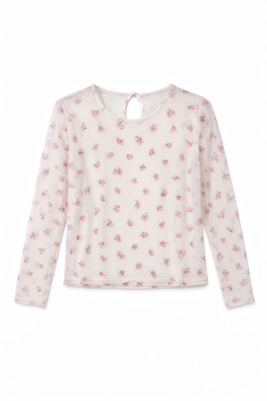 Mesh-Bluse Blumenprint, Gr. 34-40