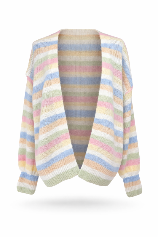 Strick-Cardigan mit Pastellstreifen, Gr. 36-42