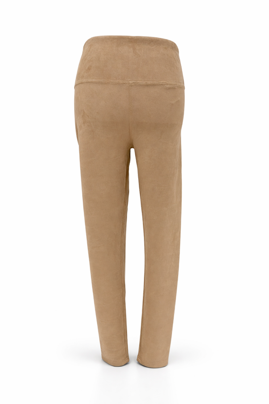 Velour-Optik Leggins camel, Gr. 34-38