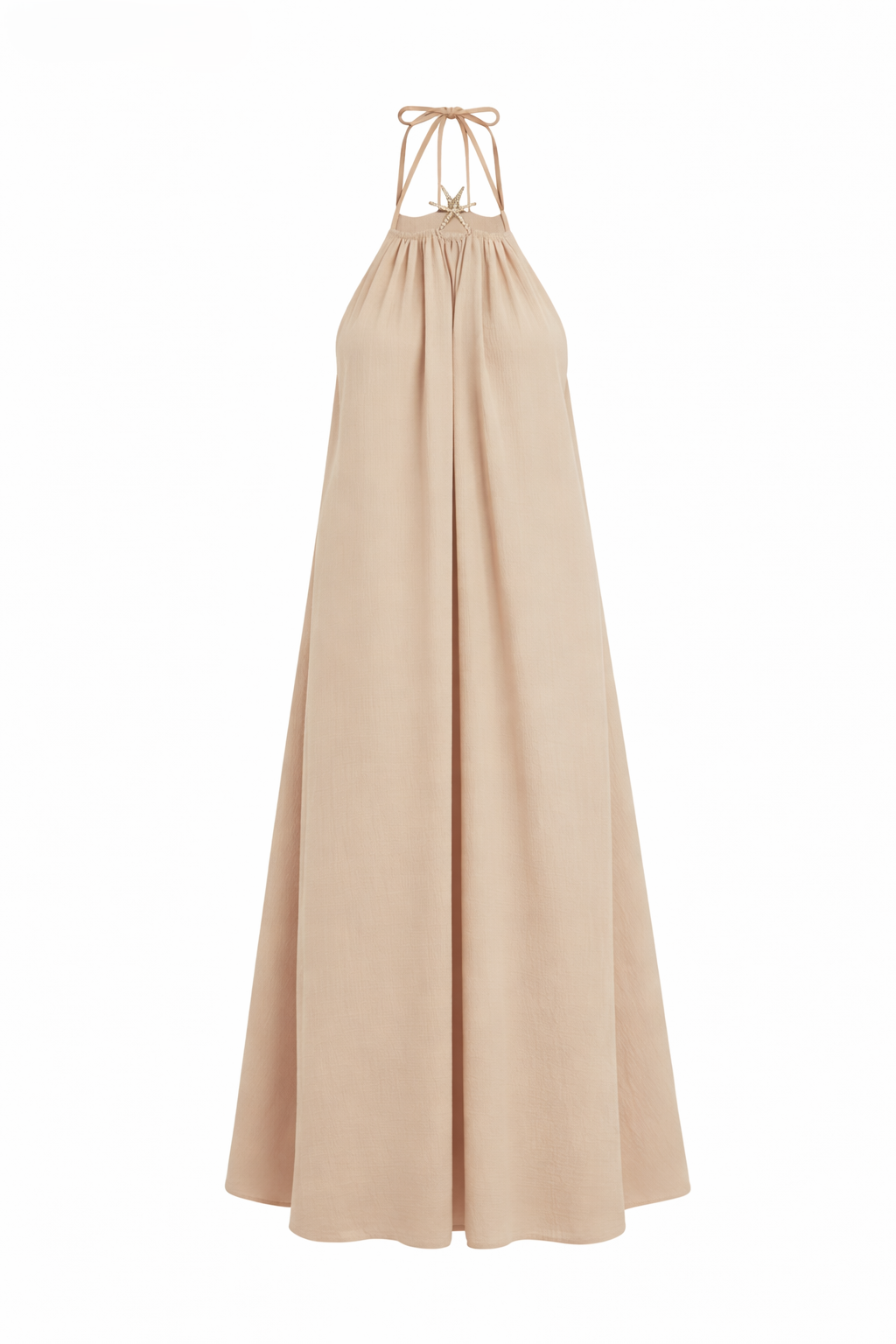 Maxikleid mit Neckholder beige, Gr. 38-44