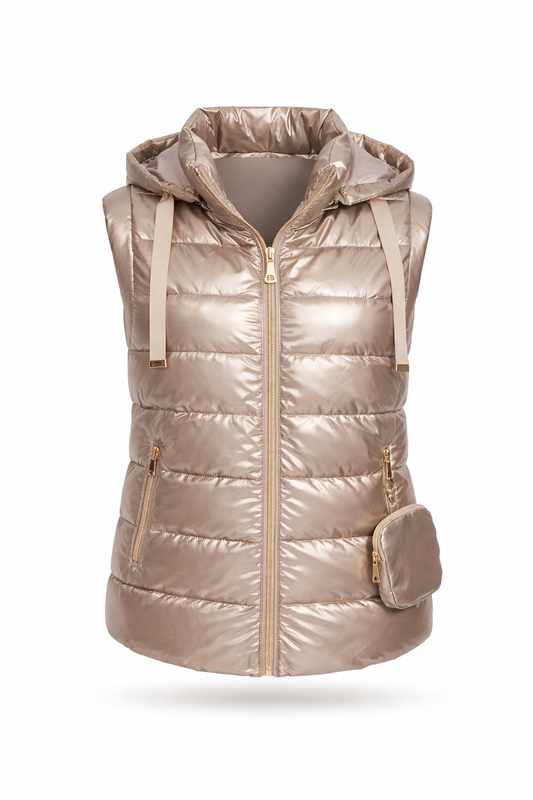 Steppweste kurz metallic taupe, Gr. 36-42