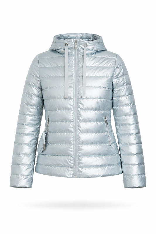 Steppjacke metallic eisblau, Gr. 36-44