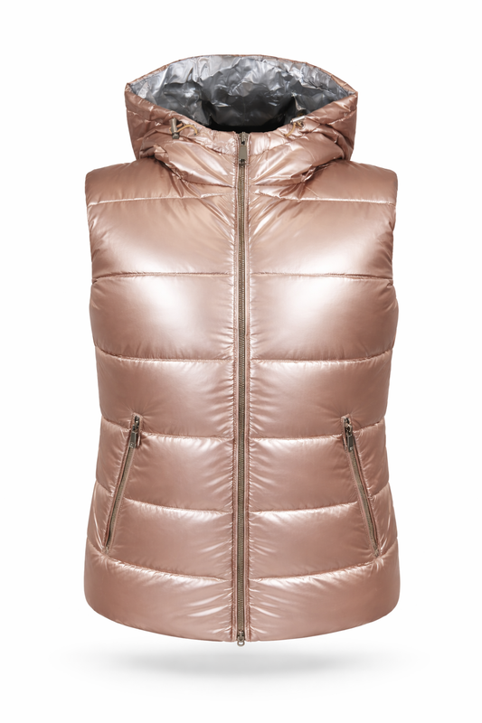 Steppweste kurz metallic roségold, Gr. 36-42