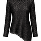Asymmetrisches Spitzenshirt schwarz Gr. 36-42