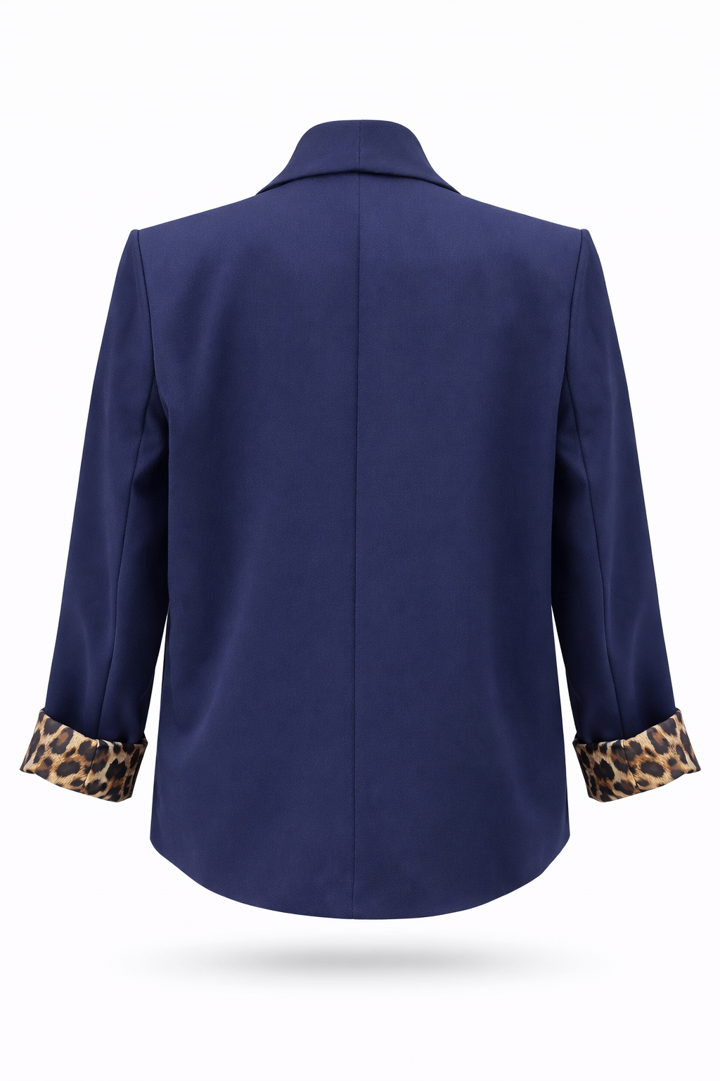 Moderner Blazer mit Reverskragen und Leo-Detailblau, Gr. 34-44