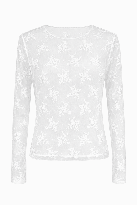 Zartes Spitzenoberteil Blüten weiß, Gr. 36-42