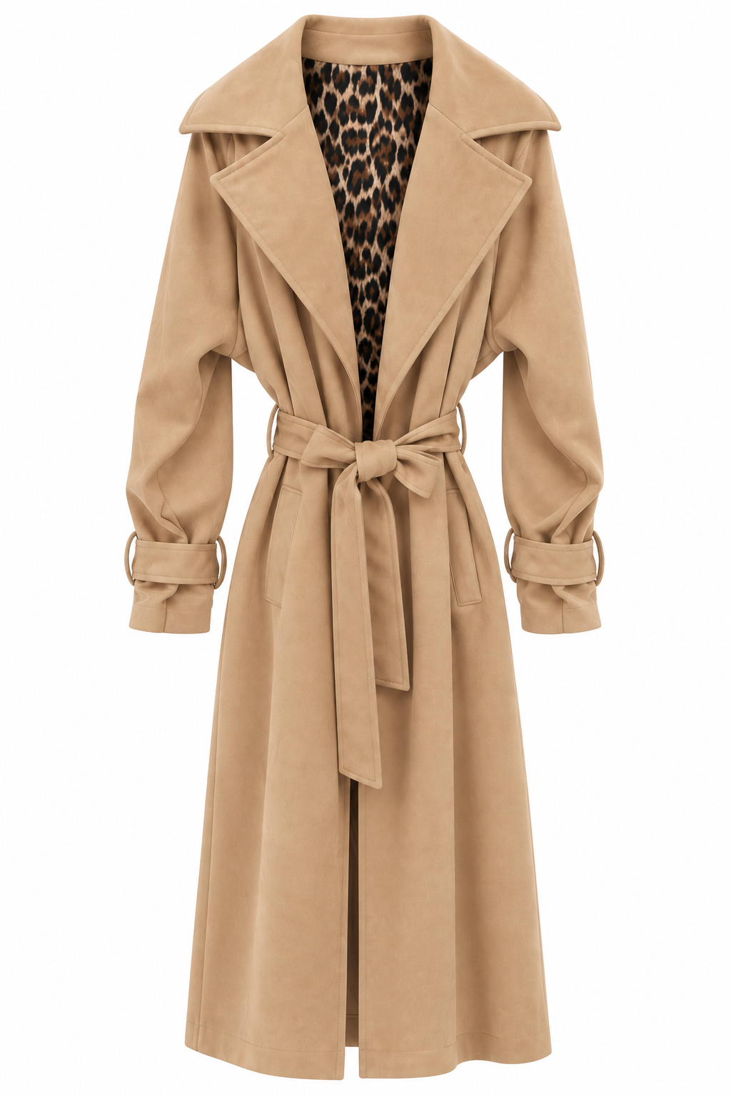 Trenchcoat Velourlederoptik camel, Gr. 36-42