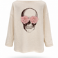 Oversize Sweatshirt mit Skull-Print & floralen Details creme, Gr. 36-42