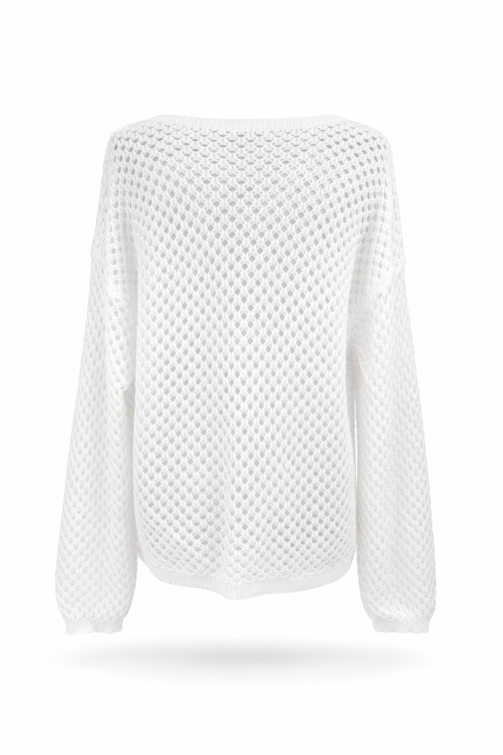 Strickpullover in Lochoptik weiß, Gr. 36-42