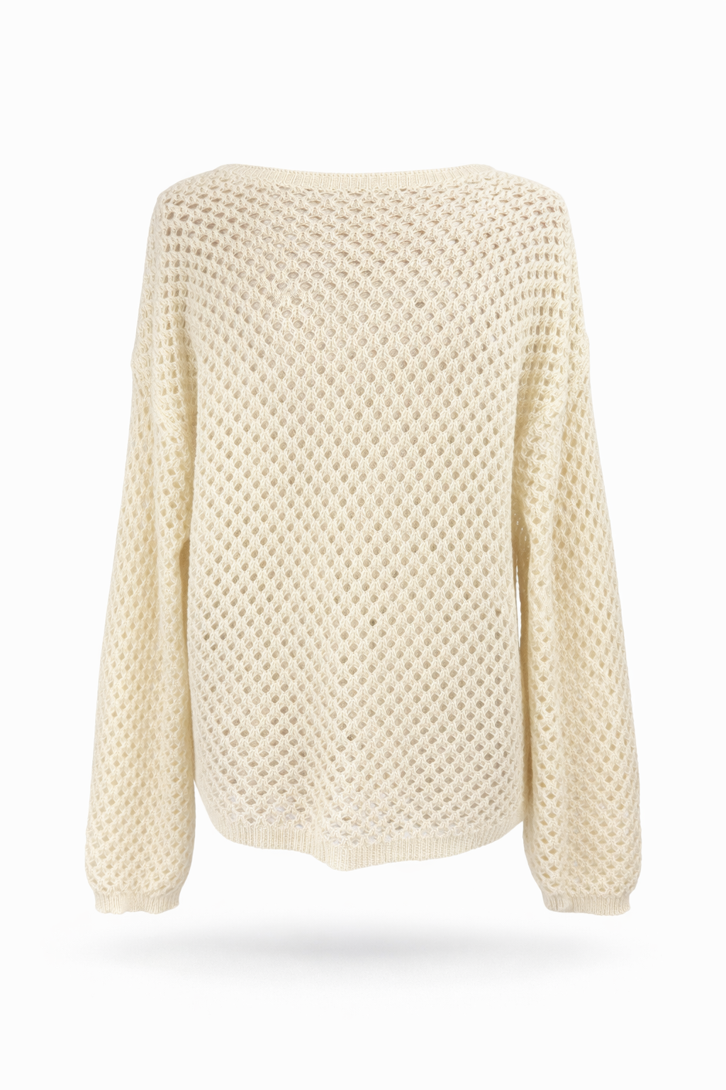 Strickpullover in Lochoptik creme, Gr. 36-42