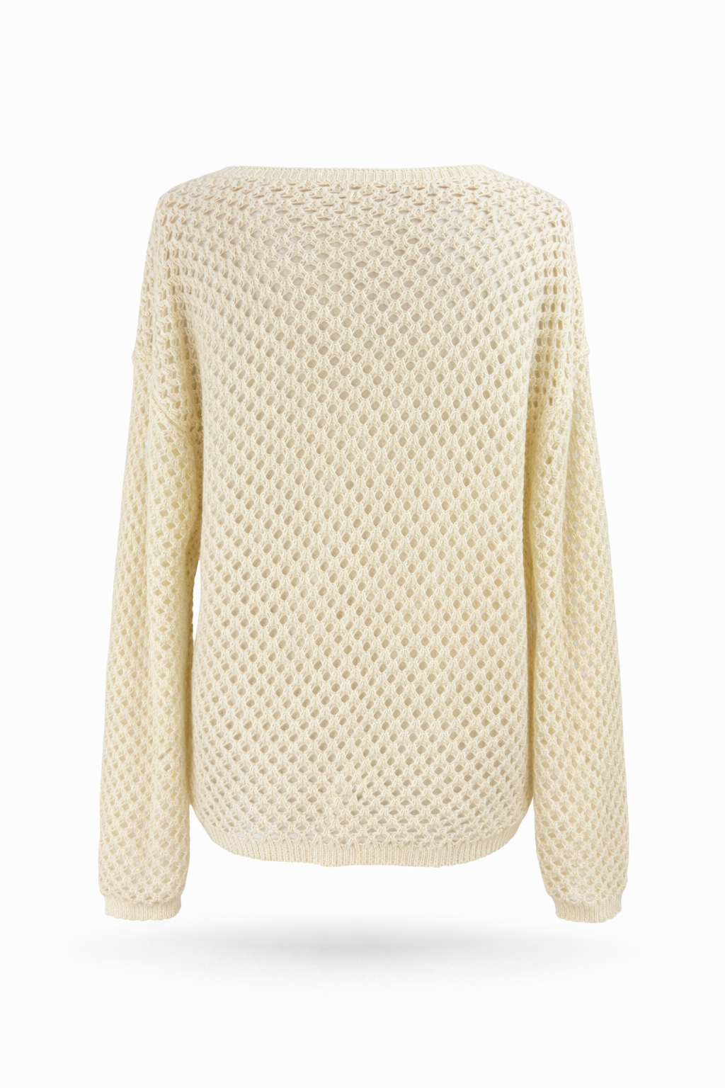 Strickpullover in Lochoptik creme, Gr. 36-42