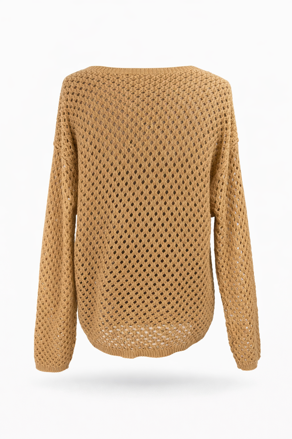 Strickpullover in Lochoptik camel, Gr. 36-42