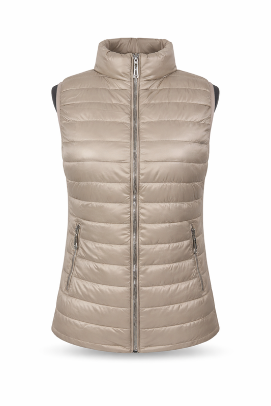 Leichte Steppweste mit Stehkragen beige, Gr. 36-44