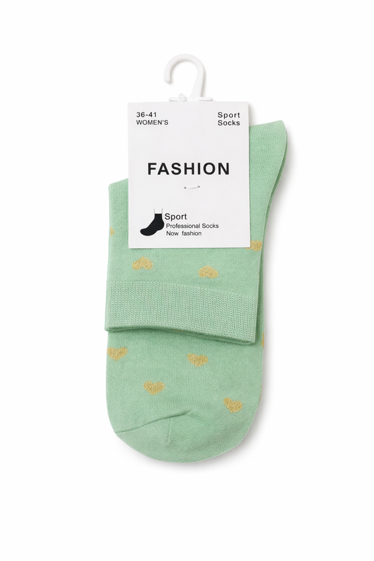 Socken mit Herzmuster grün, Gr. 36-41