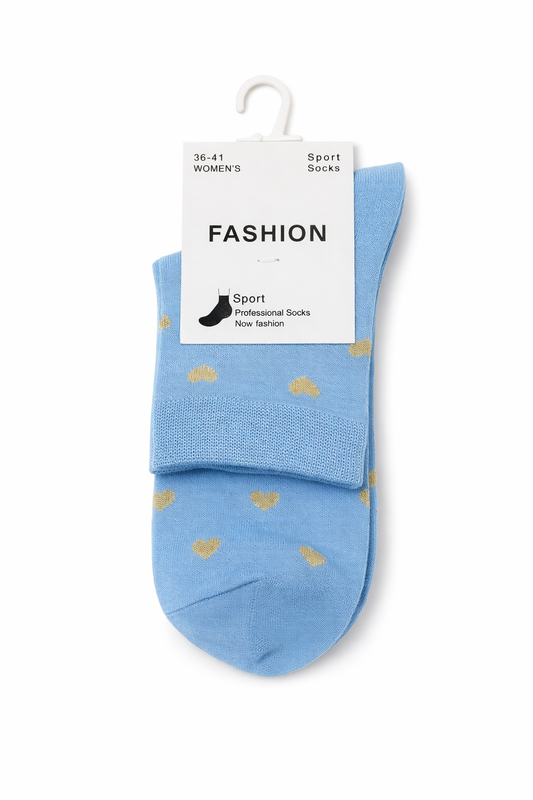 Socken mit Herzmuster hellblau, Gr. 36-41