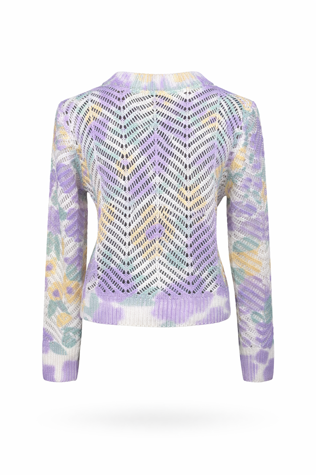 Strickpullover in Lochoptik mit Airbrush-Look lila, Gr. 34-40