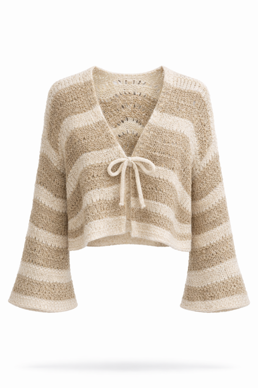 Flauschige Oversized Strickjacke mit Front Schnürung, Gr. 36-42