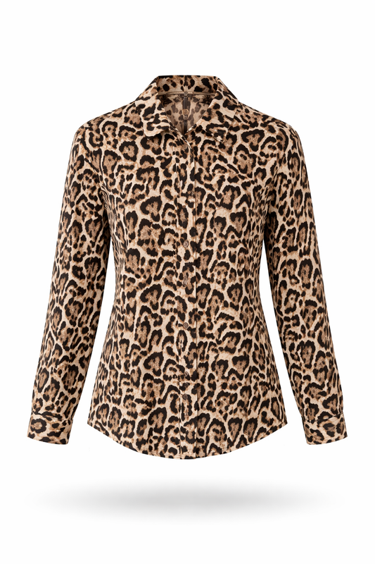 Satin-Bluse mit Leo-Print, Gr. 36-42