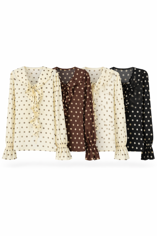 Bluse mit Polka Dots & Rüschen, Gr. 36-40