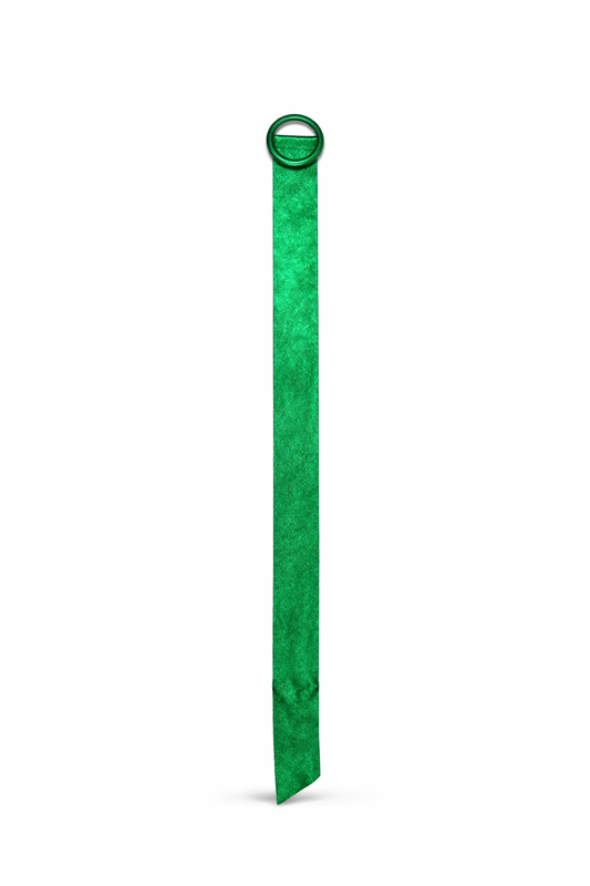 Leder Taillengürtel mit Ring-Schließe grün