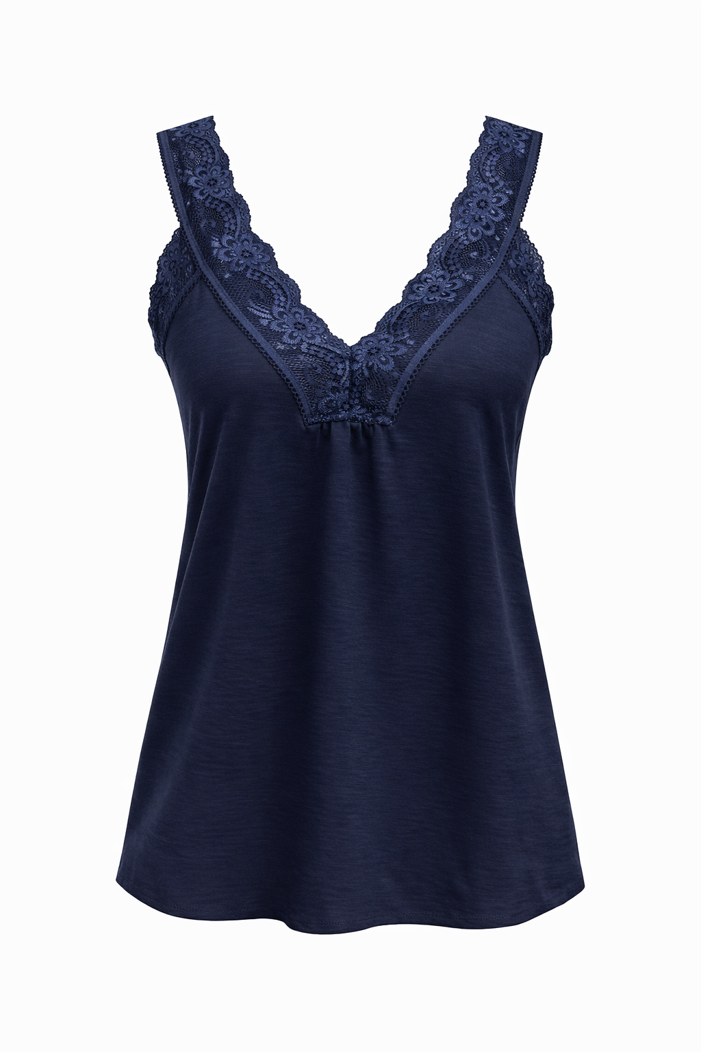 Spitzen-Top blau Gr. 34-44