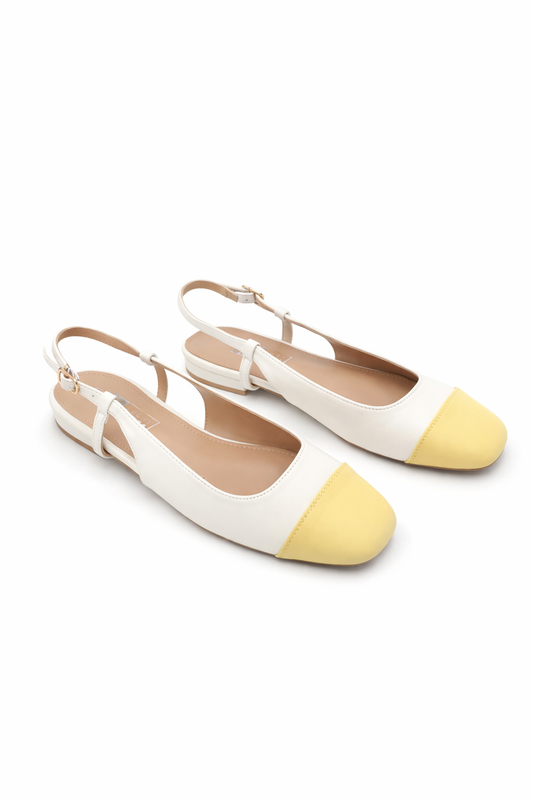 Slingback-Ballerinas in weiß & gelb, Gr. 36-41